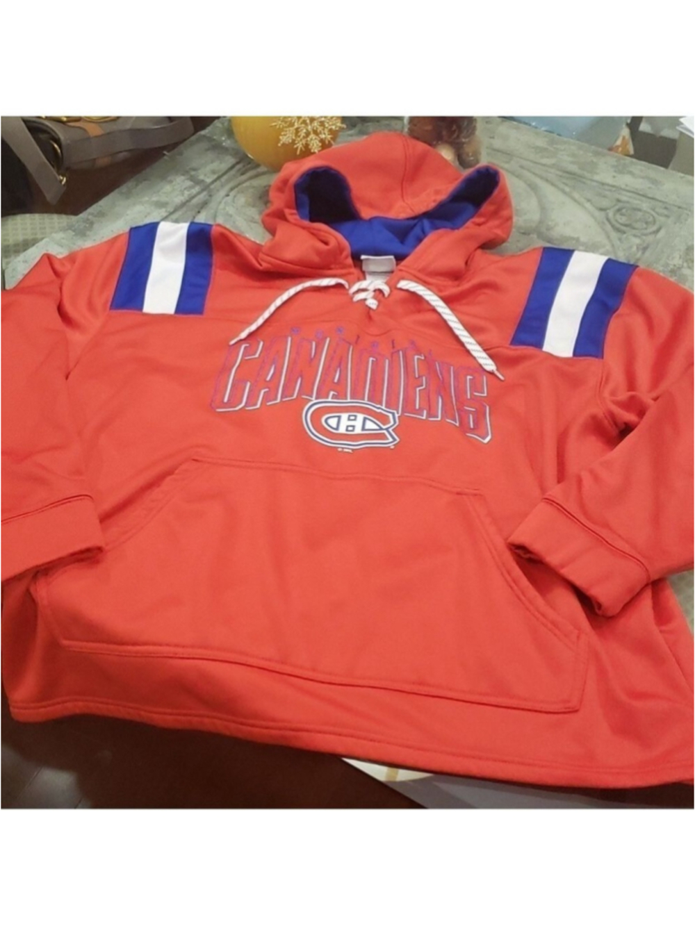 MONTREAL CANADIENS MEN'S RED HOODED JERSEY NEW XL Oversize